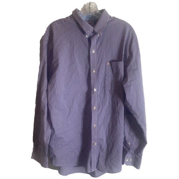 Izod Men's Button-Down Long Sleeve Shirt - Purple Gingham - Size L - Picture 1 of 7